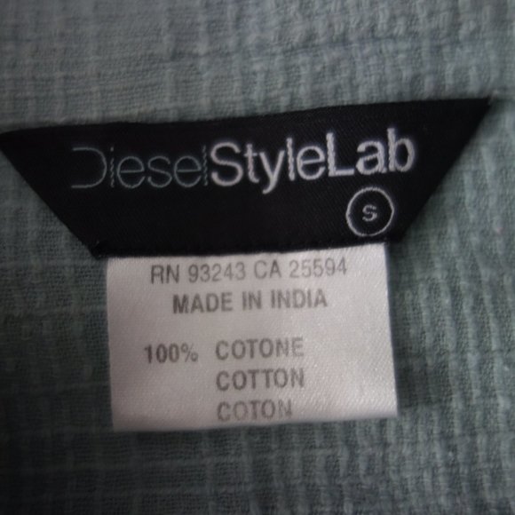 Diesel StyleLabTurquoise Button Down Short Sleeve Shirt Size S - Picture 7 of 13